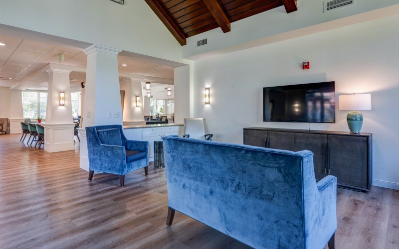 Living room with comfy sofa and TV